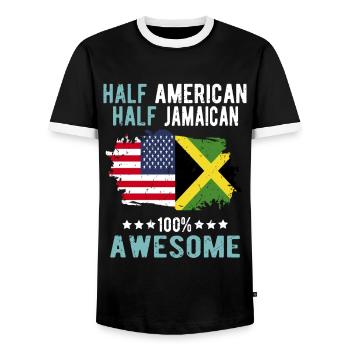 Halb Amerikaner Halb Jamaikaner - Männer Kontrast-T-Shirt - Schwarz/Weiß - Vorne - AI Model Female 172 light (172cm) & AI Model Male 178 light (178cm)