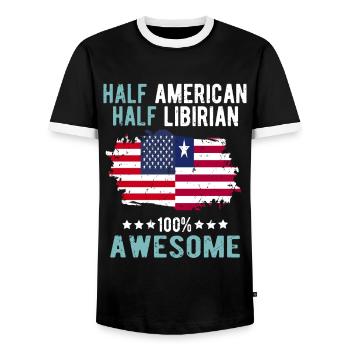 Half American Half Libyan - Men's Ringer Shirt - black/white - Front - AI Model Female 172 light (172cm) & AI Model Male 178 light (178cm)