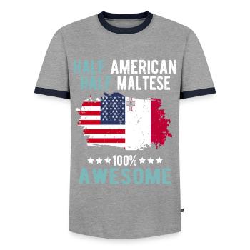 Halb Amerikaner Halb Mateser - Männer Kontrast-T-Shirt - Grau/Navy  - Vorne - AI Model Female 172 light (172cm) & AI Model Male 178 light (178cm)