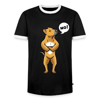 Tosa Fighting Dog Dog Tosa Dog Stubborn - Men's Ringer Shirt - black/white - Front - AI Model Female 172 light (172cm) & AI Model Male 178 light (178cm)