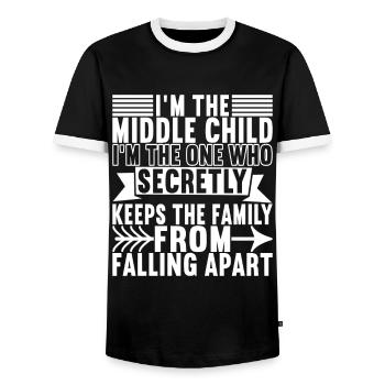 Middle Children Mittlere Geschwister - Männer Kontrast-T-Shirt - Schwarz/Weiß - Vorne - AI Model Female 172 light (172cm) & AI Model Male 178 light (178cm)