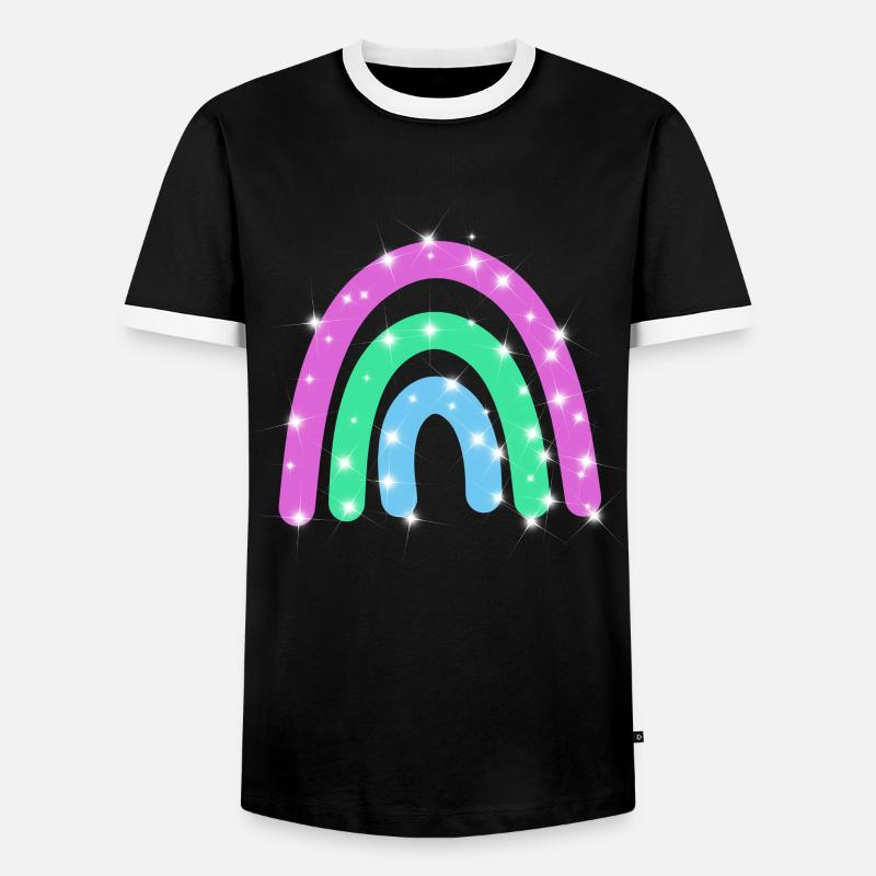 Polysexual Glitzer Regenbogen - Männer Kontrast-T-Shirt - Schwarz/Weiß