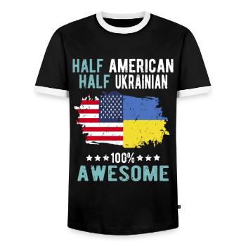 Halb Amerikaner Halb Ukrainer - Männer Kontrast-T-Shirt - Schwarz/Weiß - Vorne - AI Model Female 172 light (172cm) & AI Model Male 178 light (178cm)