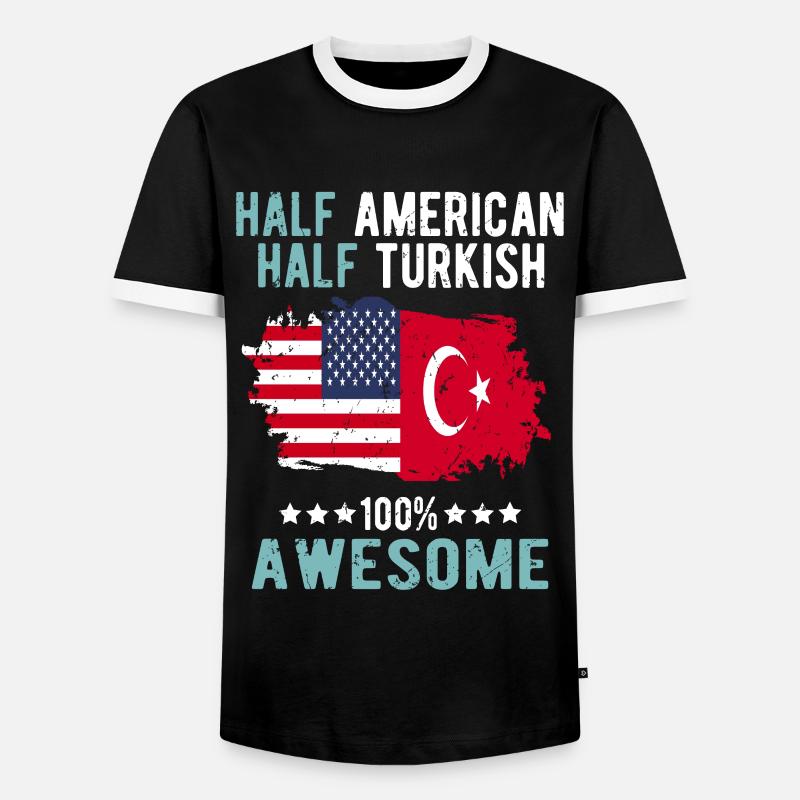Half American Half Turk - Men's Ringer Shirt - black/white