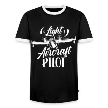 Pilot Eines Leichtflugzeugs Kleinflugzeug Jet - Männer Kontrast-T-Shirt - Schwarz/Weiß - Vorne - AI Model Female 172 light (172cm) & AI Model Male 178 light (178cm)