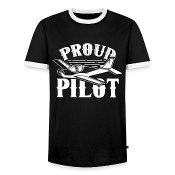 Stolzer Pilot Kleinflugzeug Jet Leichtflugzeug - Männer Kontrast-T-Shirt - Schwarz/Weiß - Vorne - AI Model Female 172 light (172cm) & AI Model Male 178 light (178cm)