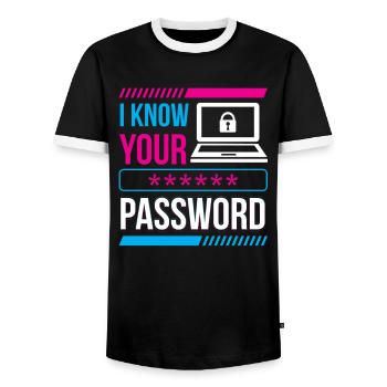 Je connais votre mot de passe Hacker Cybersécurité Hack - T-shirt contrasté Homme - noir/blanc - Devant - AI Model Female 172 light (172cm) & AI Model Male 178 light (178cm)