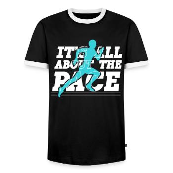 Tout tourne autour du pace marathon runners - T-shirt contrasté Homme - noir/blanc - Devant - AI Model Female 172 light (172cm) & AI Model Male 178 light (178cm)