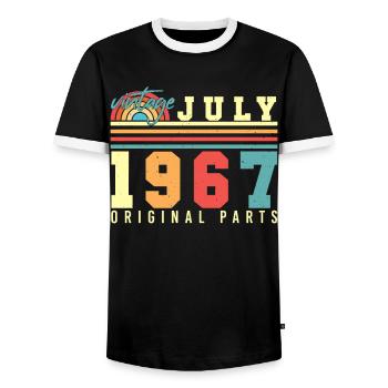 1967 Juillet Rétro - T-shirt contrasté Homme - noir/blanc - Devant - AI Model Female 172 light (172cm) & AI Model Male 178 light (178cm)