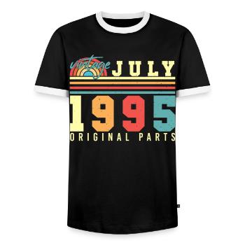 Baujahr 1995 Im Juli - Männer Kontrast-T-Shirt - Schwarz/Weiß - Vorne - AI Model Female 172 light (172cm) & AI Model Male 178 light (178cm)