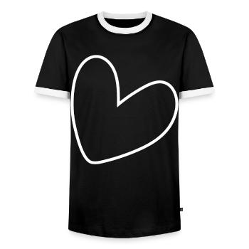 Simple White Heart - Men's Ringer Shirt - black/white - Front - AI Model Female 172 light (172cm) & AI Model Male 178 light (178cm)