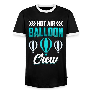 Hot Air Balloon Crew Balloon Flight Balloonist - Men's Ringer Shirt - black/white - Front - AI Model Female 172 light (172cm) & AI Model Male 178 light (178cm)