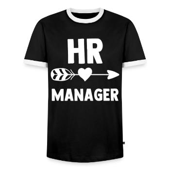 Hr Manager Personaler Personal Human Resources - Men's Ringer Shirt - black/white - Front - AI Model Female 172 light (172cm) & AI Model Male 178 light (178cm)