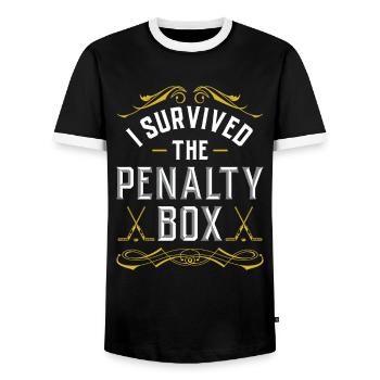 Banc de pénalité de hockey sur glace Banc de pénalité Joueurs de hockey sur glace - T-shirt contrasté Homme - noir/blanc - Devant - AI Model Female 172 light (172cm) & AI Model Male 178 light (178cm)