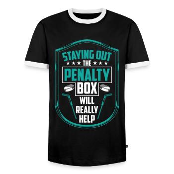 Banc de pénalité de hockey sur glace Banc de pénalité Joueurs de hockey sur glace - T-shirt contrasté Homme - noir/blanc - Devant - AI Model Female 172 light (172cm) & AI Model Male 178 light (178cm)