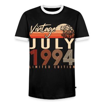1994 Juli Geschenkidee - Männer Kontrast-T-Shirt - Schwarz/Weiß - Vorne - AI Model Female 172 light (172cm) & AI Model Male 178 light (178cm)