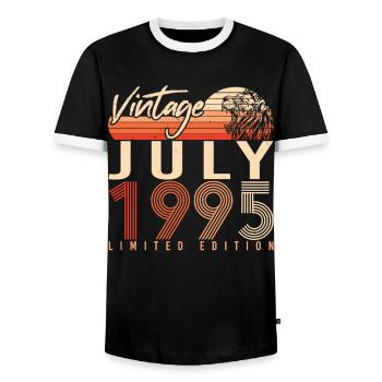 Mois de naissance Juillet 1995 - T-shirt contrasté Homme - noir/blanc - Devant - AI Model Female 172 light (172cm) & AI Model Male 178 light (178cm)