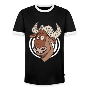 Wildebeest Antelope Africa Animal Steppe Zoo - Men's Ringer Shirt - black/white - Front - AI Model Female 172 light (172cm) & AI Model Male 178 light (178cm)