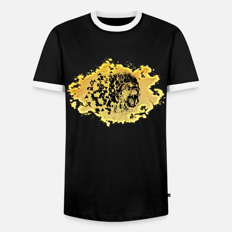 Löwe - Männer Kontrast-T-Shirt - Schwarz/Weiß