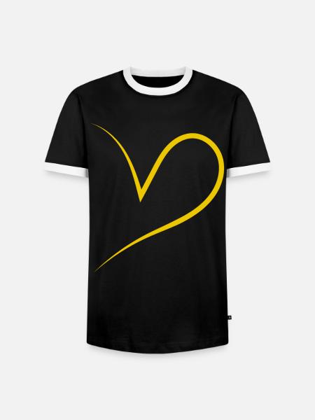 Simpeles Halbes Gelbes Herz - Männer Kontrast-T-Shirt - Schwarz/Weiß