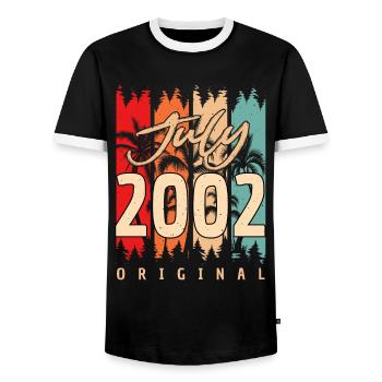 20 ans en juillet 2002 - T-shirt contrasté Homme - noir/blanc - Devant - AI Model Female 172 light (172cm) & AI Model Male 178 light (178cm)