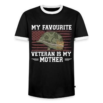 Mon vétéran préféré est ma mère militaire - T-shirt contrasté Homme - noir/blanc - Devant - AI Model Female 172 light (172cm) & AI Model Male 178 light (178cm)