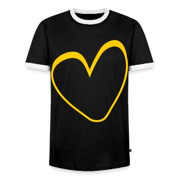 Gelbes Herz Simpel Design - Männer Kontrast-T-Shirt - Schwarz/Weiß - Vorne - AI Model Female 172 light (172cm) & AI Model Male 178 light (178cm)