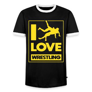 Ich Liebe Wrestling Ringen Ringkampf Ringer - Männer Kontrast-T-Shirt - Schwarz/Weiß - Vorne - AI Model Female 172 light (172cm) & AI Model Male 178 light (178cm)