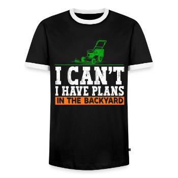 Je ne peux pas avoir de plans dans la pelouse de la cour arrière - T-shirt contrasté Homme - noir/blanc - Devant - AI Model Female 172 light (172cm) & AI Model Male 178 light (178cm)