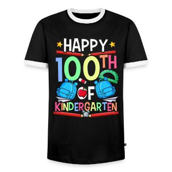 Heureux 100 jours à la maternelle 100 jours - T-shirt contrasté Homme - noir/blanc - Devant - AI Model Female 172 light (172cm) & AI Model Male 178 light (178cm)