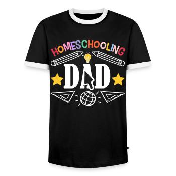 Homeschooling Papa Vatertag Homeschool Vater - Männer Kontrast-T-Shirt - Schwarz/Weiß - Vorne - AI Model Female 172 light (172cm) & AI Model Male 178 light (178cm)