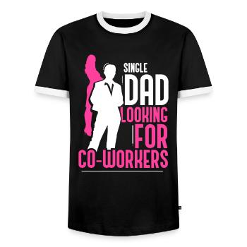 Single father looking for work colleague Dad - Men's Ringer Shirt - black/white - Front - AI Model Female 172 light (172cm) & AI Model Male 178 light (178cm)