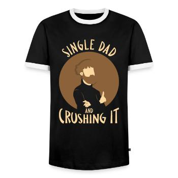 Single Father Daddy Papa Single Parent - Men's Ringer Shirt - black/white - Front - AI Model Female 172 light (172cm) & AI Model Male 178 light (178cm)
