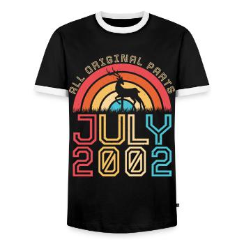 20 ans en juillet 2002 - T-shirt contrasté Homme - noir/blanc - Devant - AI Model Female 172 light (172cm) & AI Model Male 178 light (178cm)