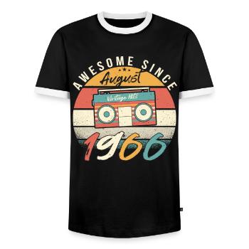 Août 1966 Salutations d’anniversaire - T-shirt contrasté Homme - noir/blanc - Devant - AI Model Female 172 light (172cm) & AI Model Male 178 light (178cm)