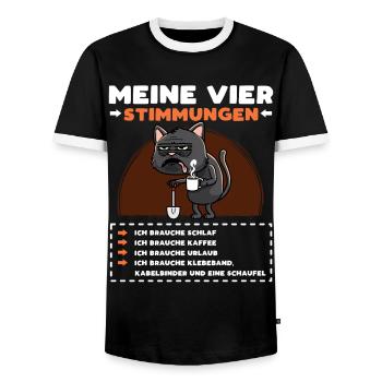 Katze Lustige Sprüche Kaffee - Männer Kontrast-T-Shirt - Schwarz/Weiß - Vorne - AI Model Female 172 light (172cm) & AI Model Male 178 light (178cm)