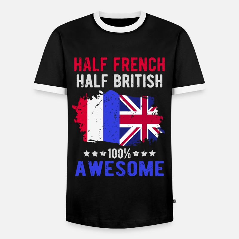 Halb Franzose Halb Britisch - Männer Kontrast-T-Shirt - Schwarz/Weiß