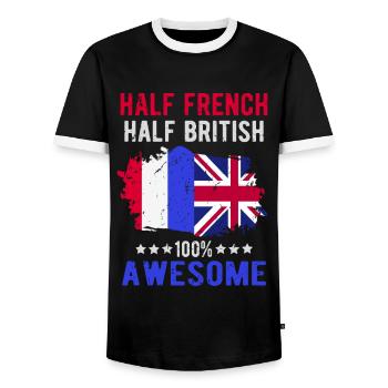 Half French Half British - Men's Ringer Shirt - black/white - Front - AI Model Female 172 light (172cm) & AI Model Male 178 light (178cm)