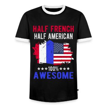 Halb Franzose Halb Amerikaner - Männer Kontrast-T-Shirt - Schwarz/Weiß - Vorne - AI Model Female 172 light (172cm) & AI Model Male 178 light (178cm)