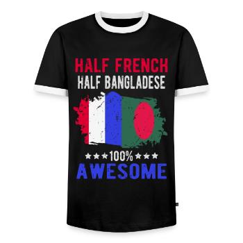 Half French Half Bangladeshi - Men's Ringer Shirt - black/white - Front - AI Model Female 172 light (172cm) & AI Model Male 178 light (178cm)