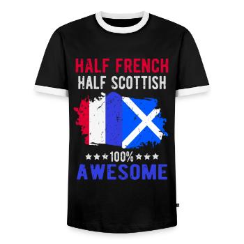 Moitié Français Moitié Ecossais - T-shirt contrasté Homme - noir/blanc - Devant - AI Model Female 172 light (172cm) & AI Model Male 178 light (178cm)