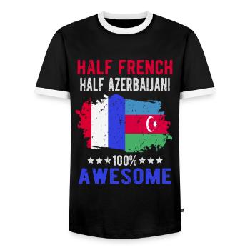 Half French Half Azerbaijani - Men's Ringer Shirt - black/white - Front - AI Model Female 172 light (172cm) & AI Model Male 178 light (178cm)