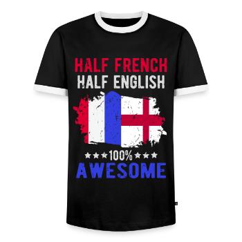 Half French Half English - Men's Ringer Shirt - black/white - Front - AI Model Female 172 light (172cm) & AI Model Male 178 light (178cm)