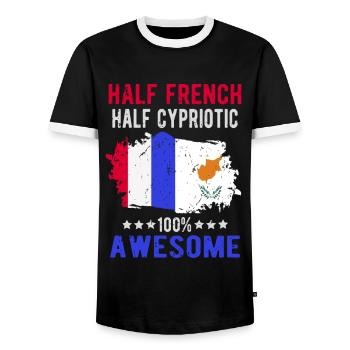 Moitié Français moitié chypriote - T-shirt contrasté Homme - noir/blanc - Devant - AI Model Female 172 light (172cm) & AI Model Male 178 light (178cm)