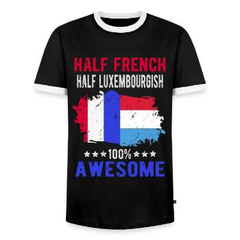 Moitié Français moitié Luxembourgeois - T-shirt contrasté Homme - noir/blanc - Devant - AI Model Female 172 light (172cm) & AI Model Male 178 light (178cm)