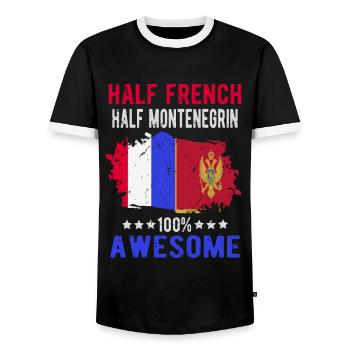 Half French Half Montenegrin - Men's Ringer Shirt - black/white - Front - AI Model Female 172 light (172cm) & AI Model Male 178 light (178cm)