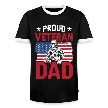 Proud Veteran Dad Father Father Day Daddy Sayings - Men's Ringer Shirt - black/white - Front - AI Model Female 172 light (172cm) & AI Model Male 178 light (178cm)