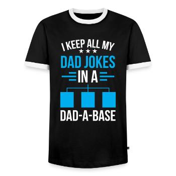 Dad Jokes Papa Papi Sayings Father Day Father - Men's Ringer Shirt - black/white - Front - AI Model Female 172 light (172cm) & AI Model Male 178 light (178cm)
