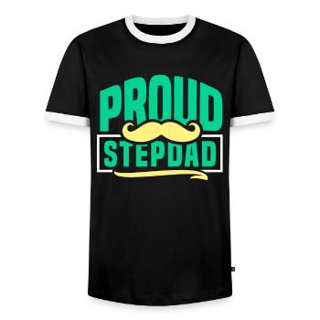 Proud stepfather Stepdad Stepdad Father's Day - Men's Ringer Shirt - black/white - Front - AI Model Female 172 light (172cm) & AI Model Male 178 light (178cm)
