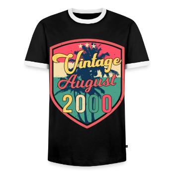Bester Geburtsmonat August 2000 - Männer Kontrast-T-Shirt - Schwarz/Weiß - Vorne - AI Model Female 172 light (172cm) & AI Model Male 178 light (178cm)